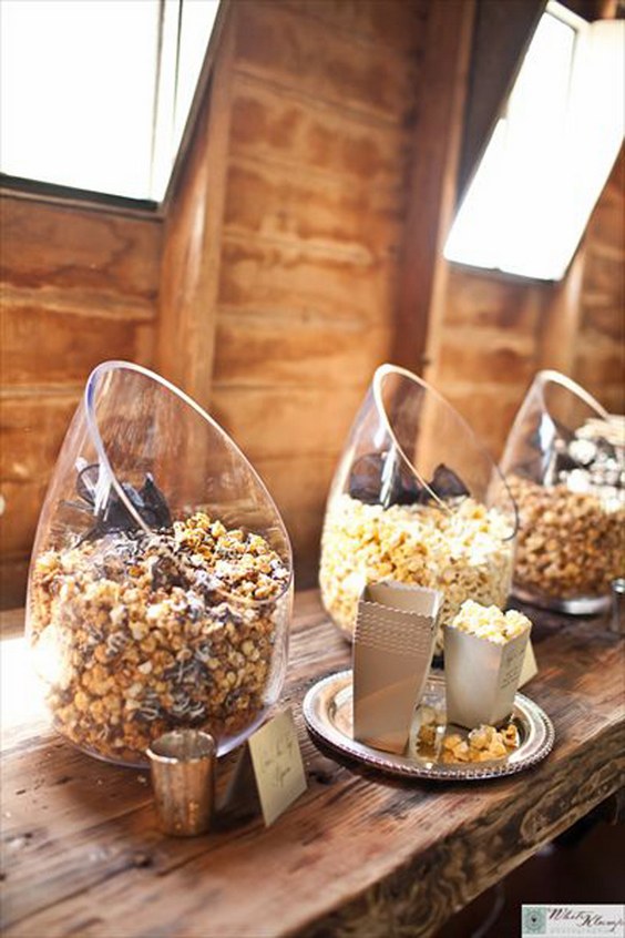 30 Trendy Wedding S'more, Cookies & Milk Bar Ideas 15 rustic country popcorn wedding favors
