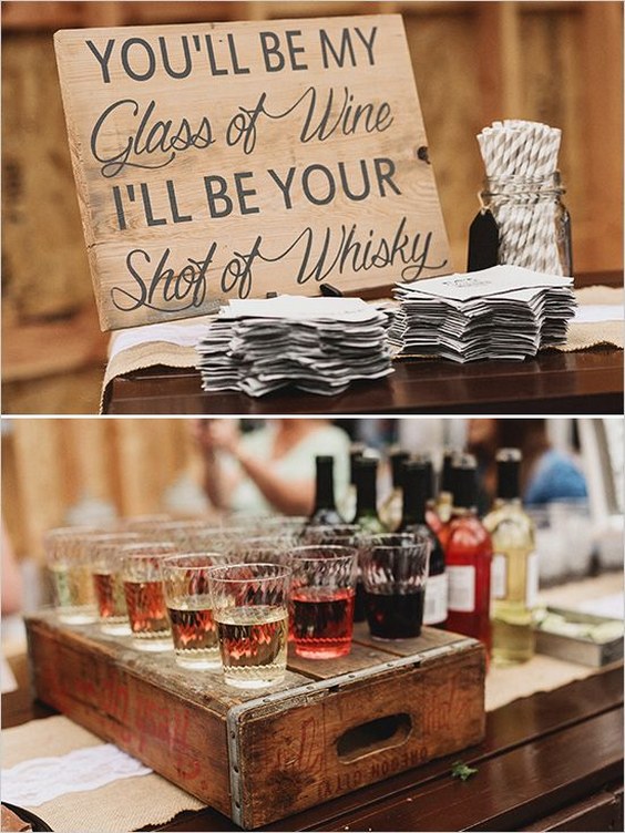 rustic country wedding bar details