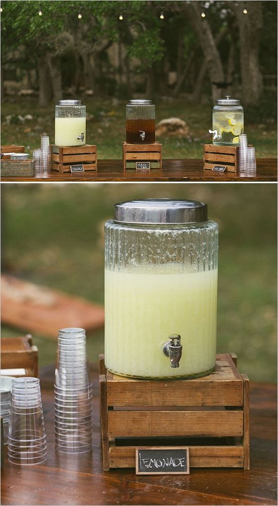 rustic country wedding drink wedding station