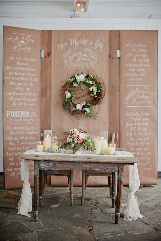 rustic country wedding sweetheart table