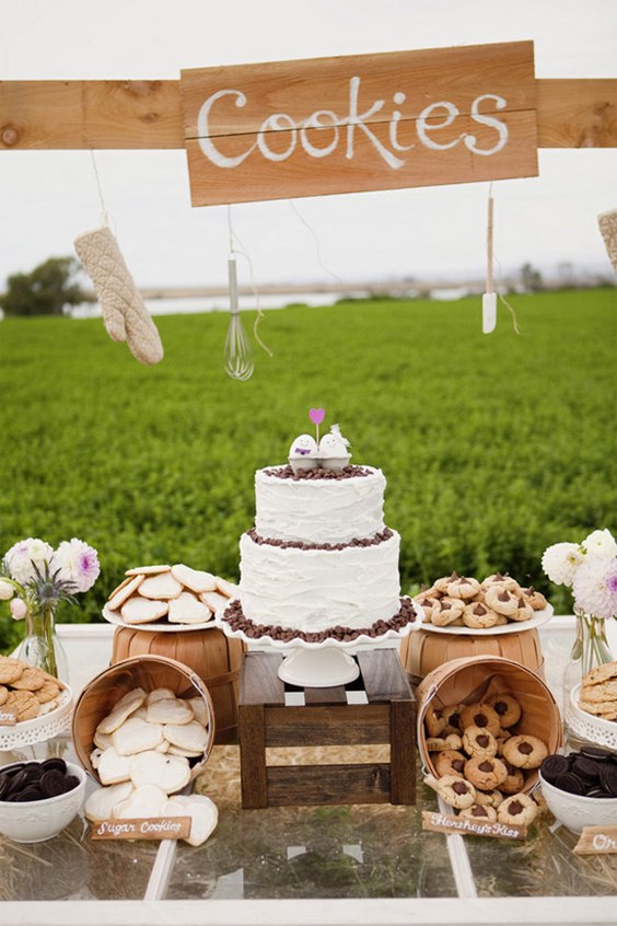 30 Trendy Wedding S'more, Cookies & Milk Bar Ideas 18 rustic farm wedding cookies bar
