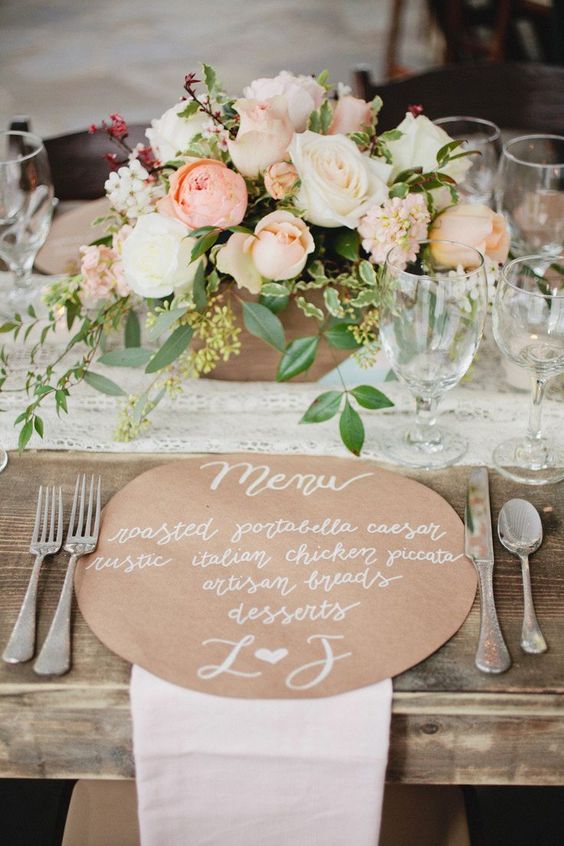 rustic kraft paper wedding menu