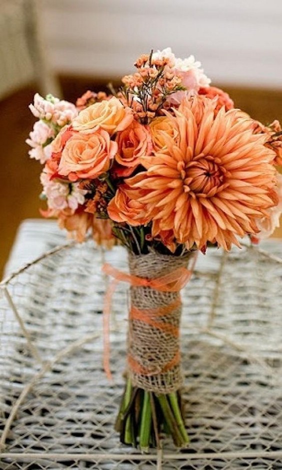 rustic orange fall wedding bouquet
