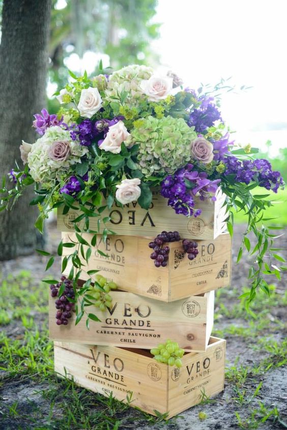 rustic wooden crates wedding decor