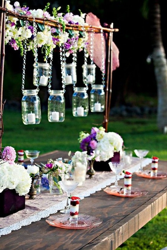 vintage Mason Jar lights wedding decor