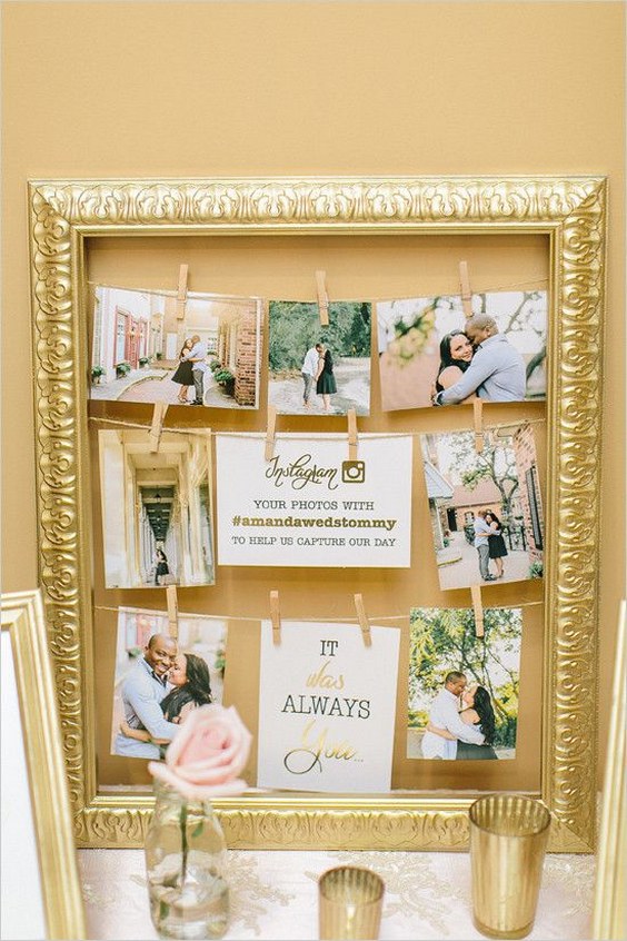 vintage gold frame wedding photo display