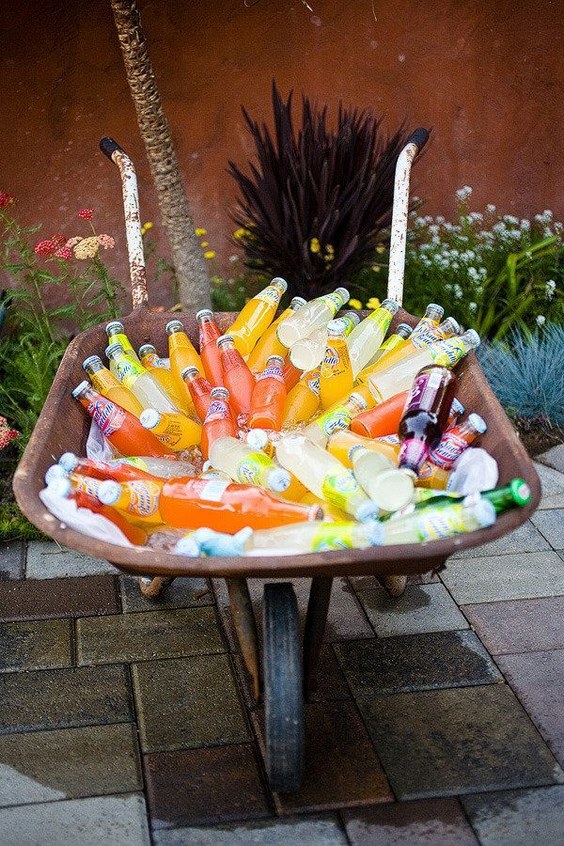 wheel barrow of icy beverages