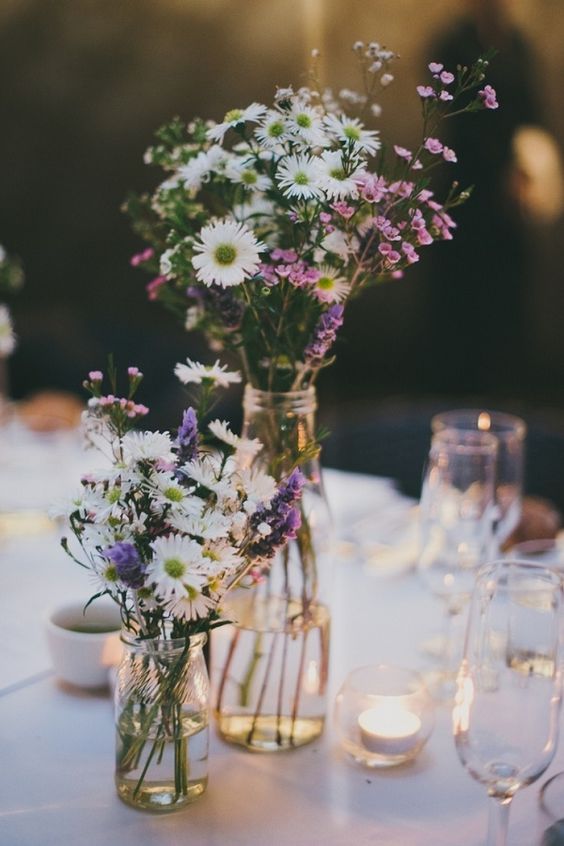 Chamomile Daisies Wildflowers Wedding Centerpiece