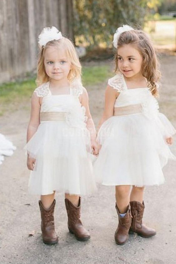 country flower girl dresses with boots