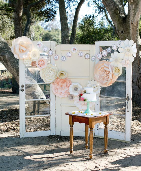 Paper flower dessert backdrop