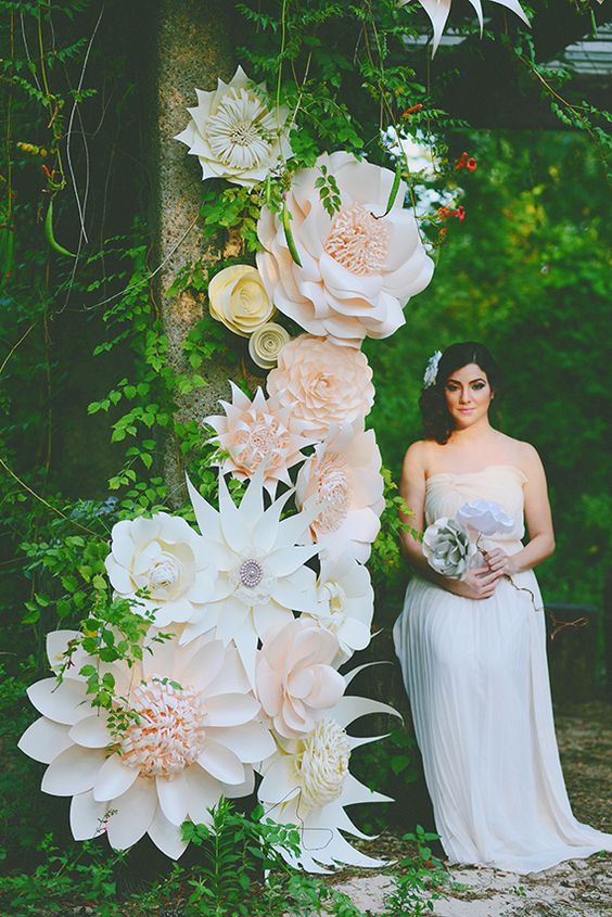 Paper flower wedding arch