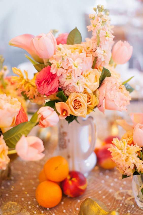 Peach orange wedding flowers wedding centerpiece