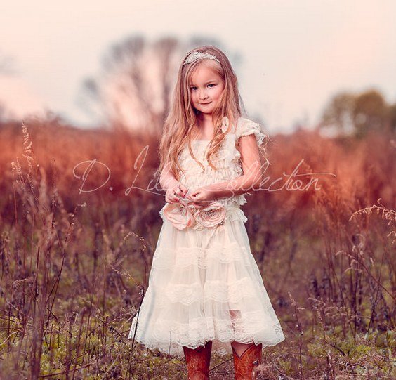Rustic country flower girl dress