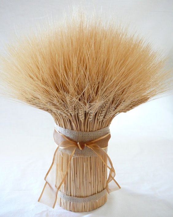 Rustic fall wheat wedding centerpiece