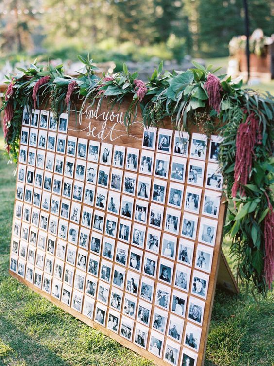 Stunning polaroid escort card wall