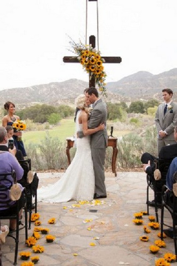 Summer Wedding Cross with Sunflower