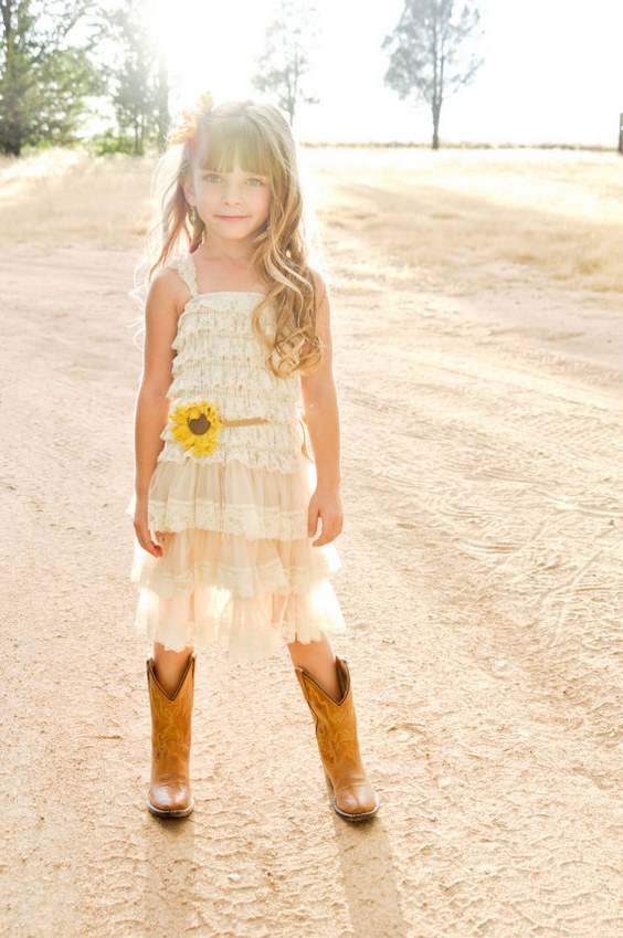 Sunflower Country Flower Girl Dress