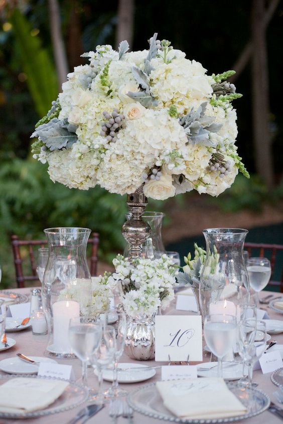 Tall Grey and White Wedding Reception Ideas