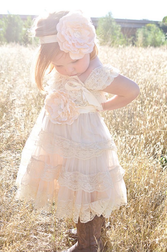 Vintage Wedding-Shabby Chic Flower Girl Dress