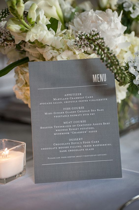 Wedding Menu as centerpiece