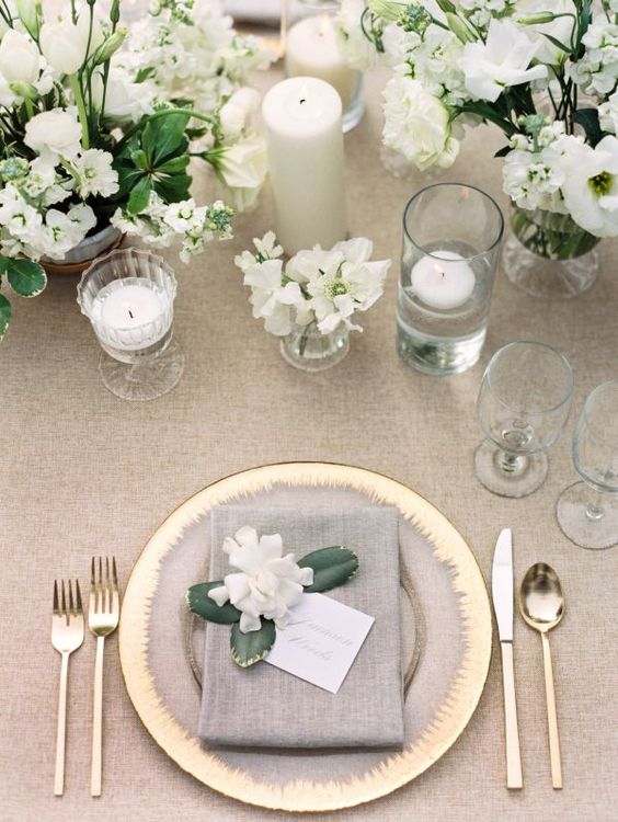 White and Grey Neutral Wedding Decor