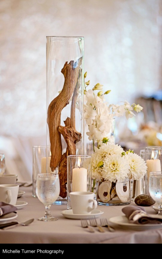 driftwood beach wedding centerpiece