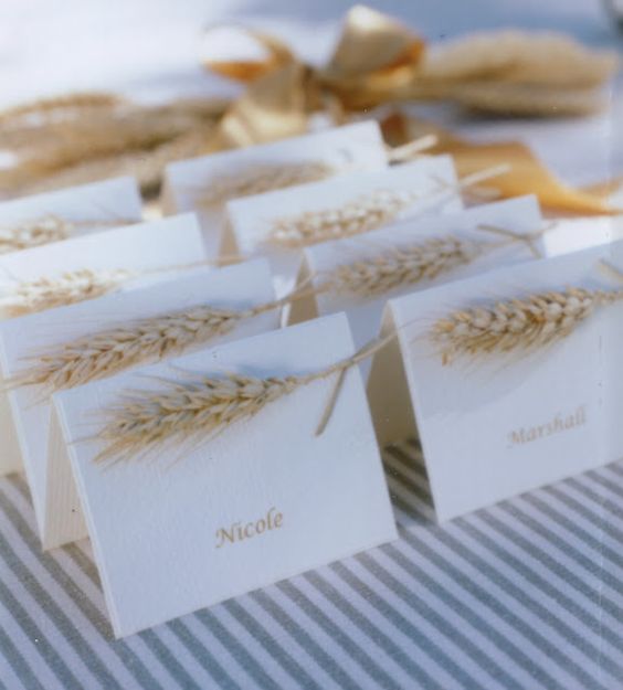 30 Fall Rustic Country Wheat Wedding Decor Ideas 13 fall wheat place cards