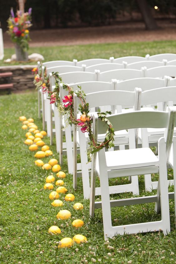 fresh lemon wedding aisle decor