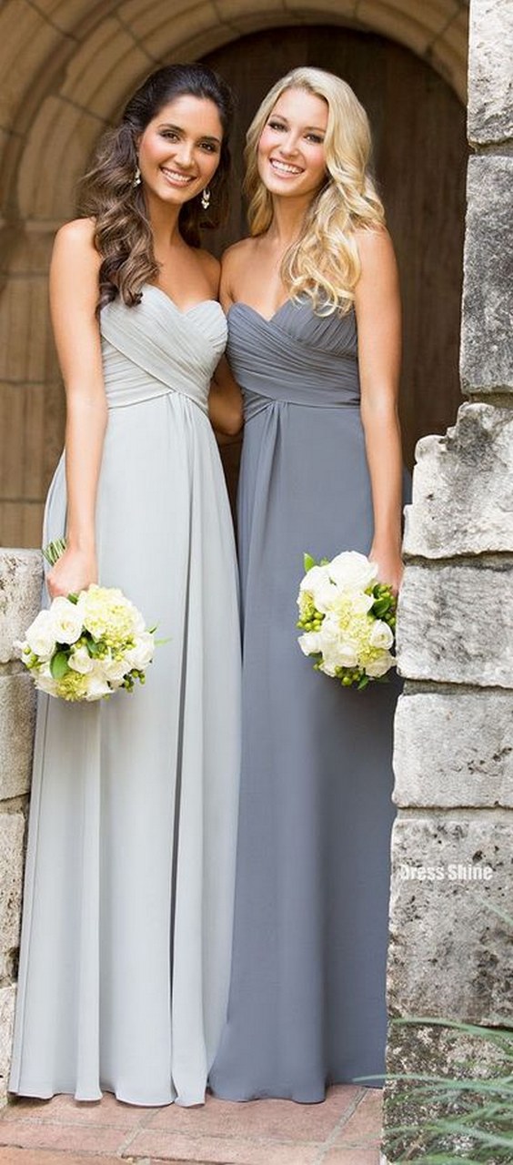 grey long bridesmaid dresses