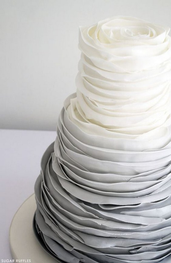 grey white ombre wedding cake