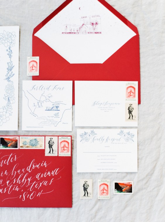 hot red wedding invitations