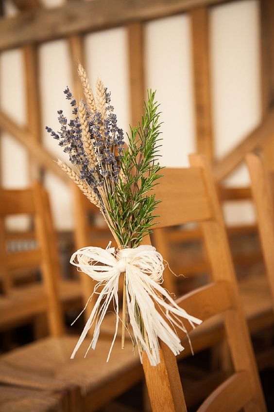 lavender wheat pew ends aisle