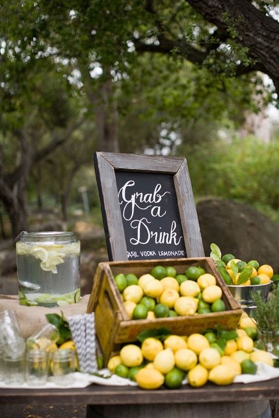 lemon wedding drink bar