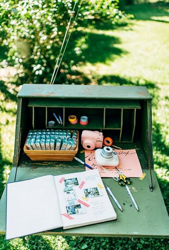 mint green polaroid wedding guest book ideas