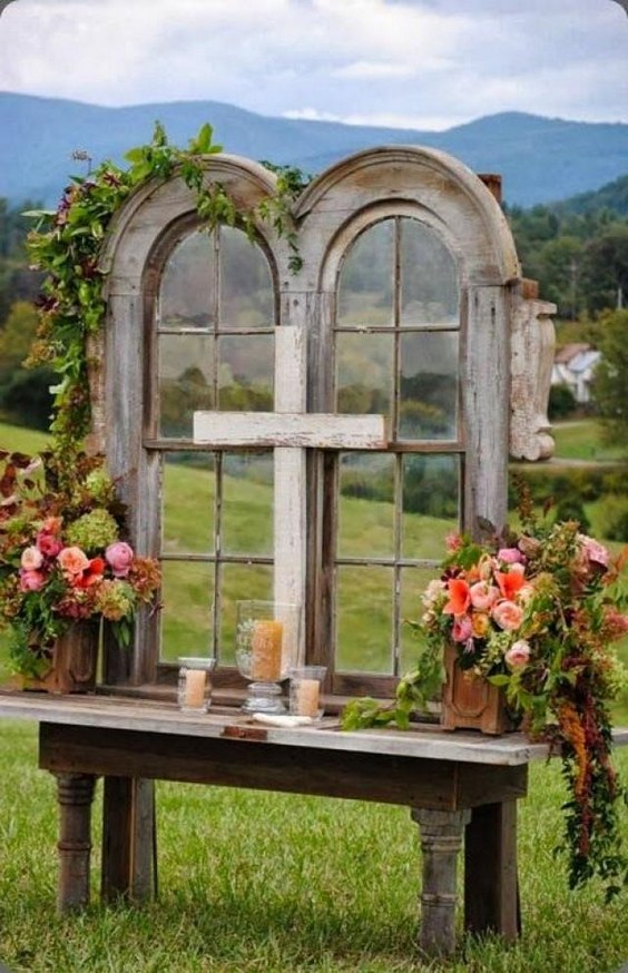 old window wedding backdrop ideas