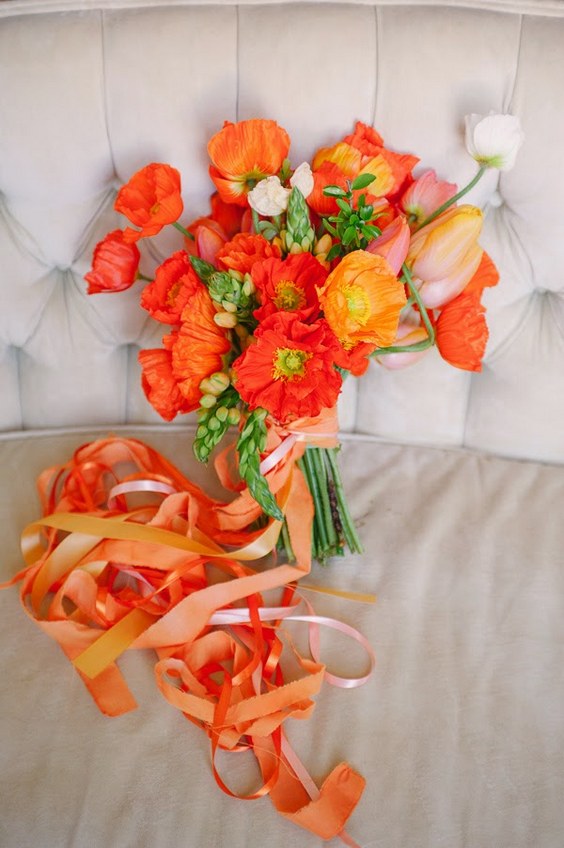 orange wedding bouquets