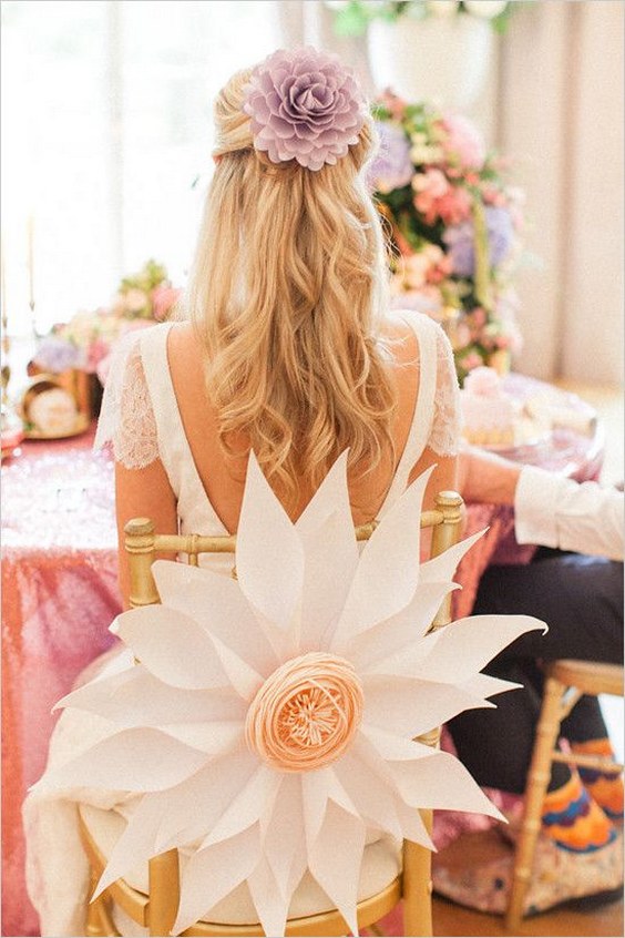 paper flower wedding seat decor