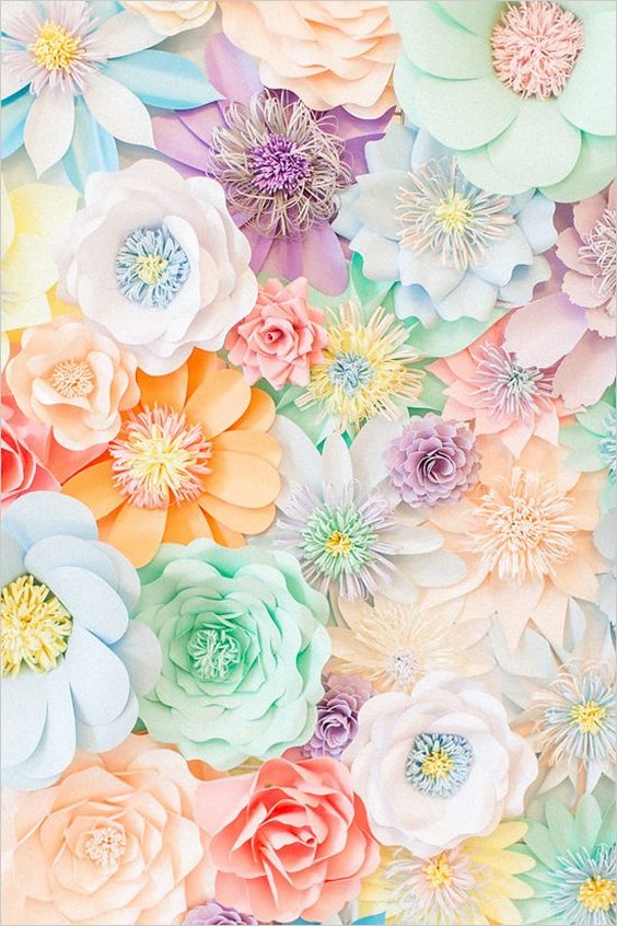 pastel paper flower wedding photo backdrop