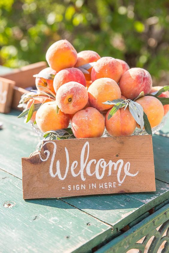 peaches wedding sign