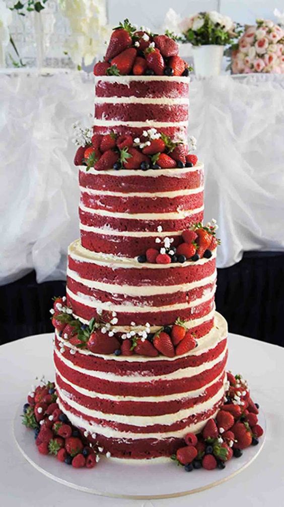 red naked wedding cakes