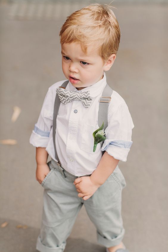 ring bearer with grey suit