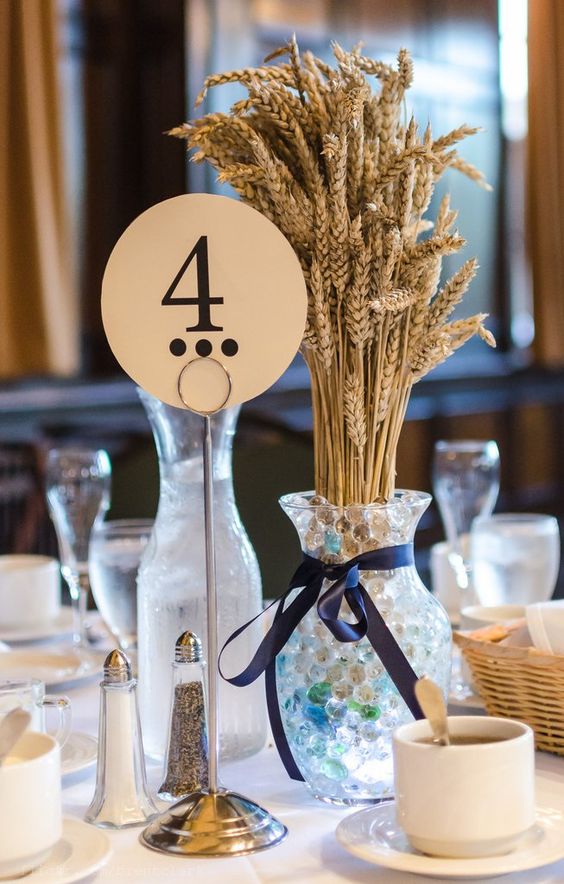 rustic country wheat wedding table numbere