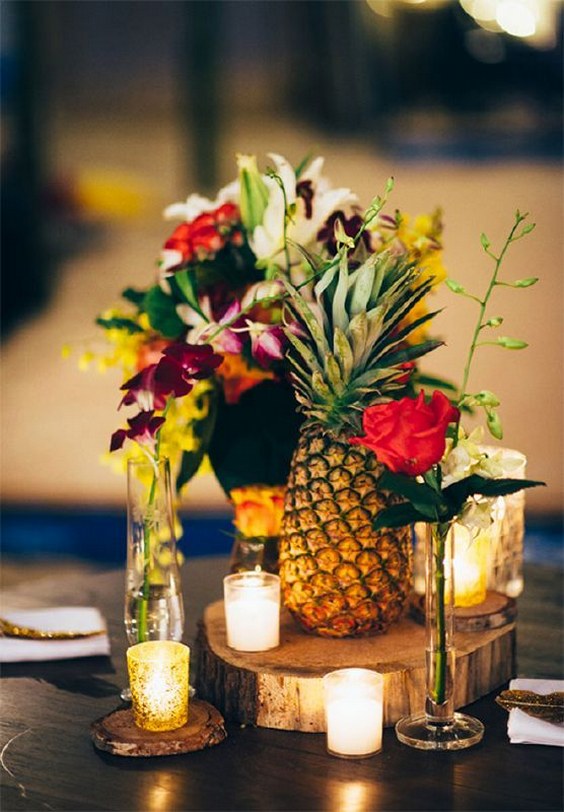 rustic pineapple wedding centerpiece
