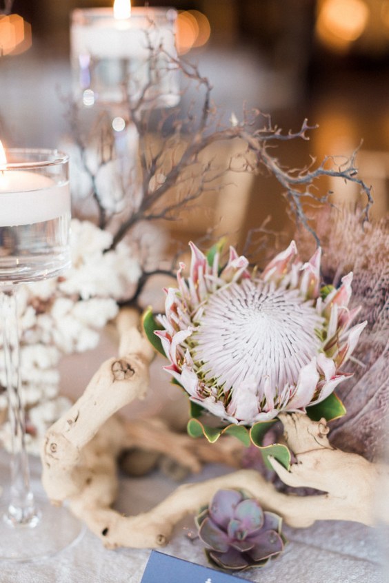 rustic succulent driftwood wedding centerpiece