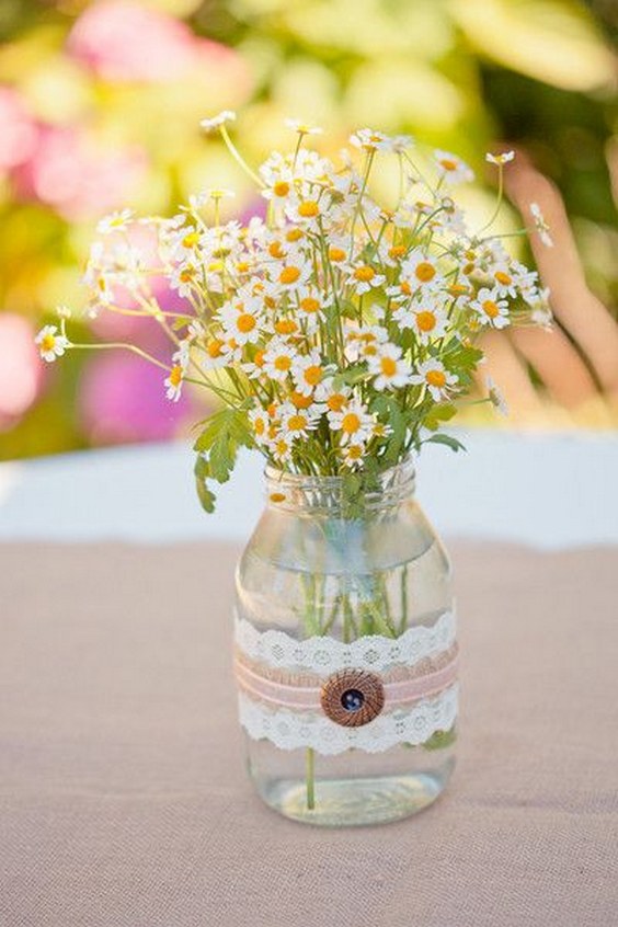 rustic wedding decor flower arrangement idea