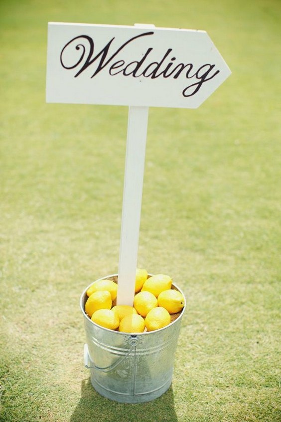 rustic yellow lemon wedding sign