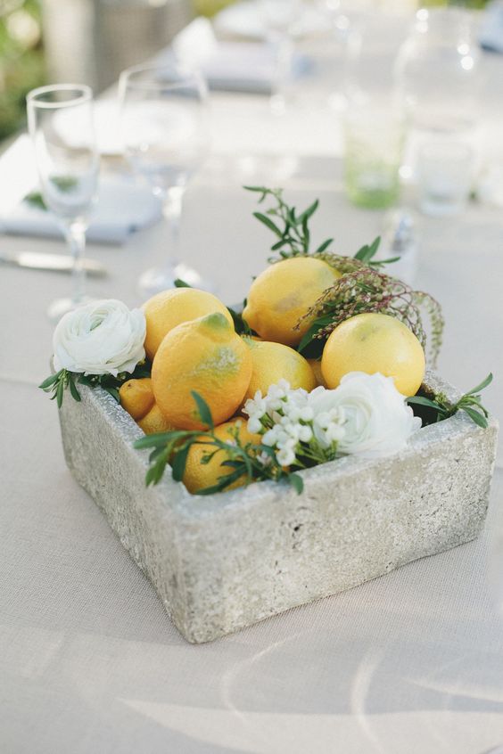 spring lemon wedding centerpiece