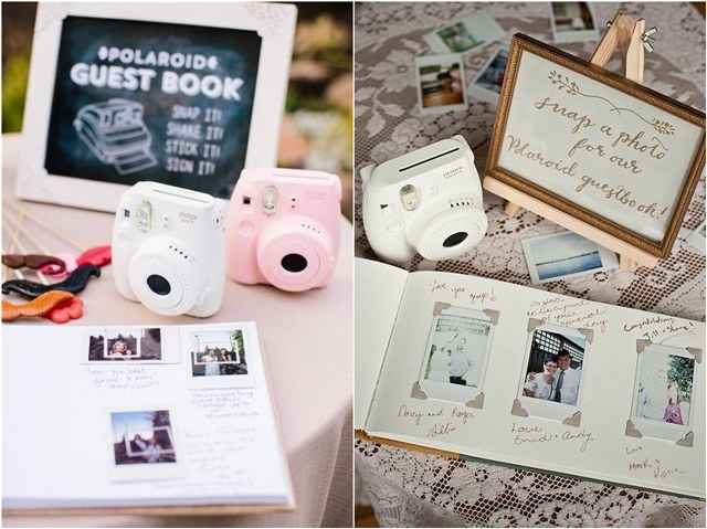 Pink Floral Digital Polaroid Camera Guest Book Wedding Sign Photo Booth Sign 