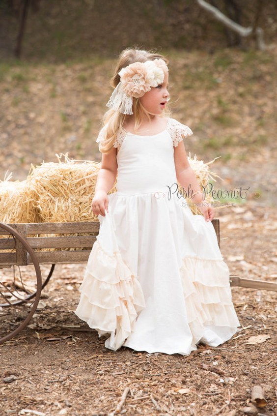 vintage rustic country flower girl dress