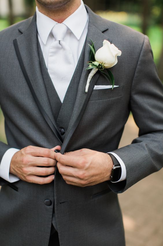 Wedding Groom Suit Tuxedo Grey Mens 